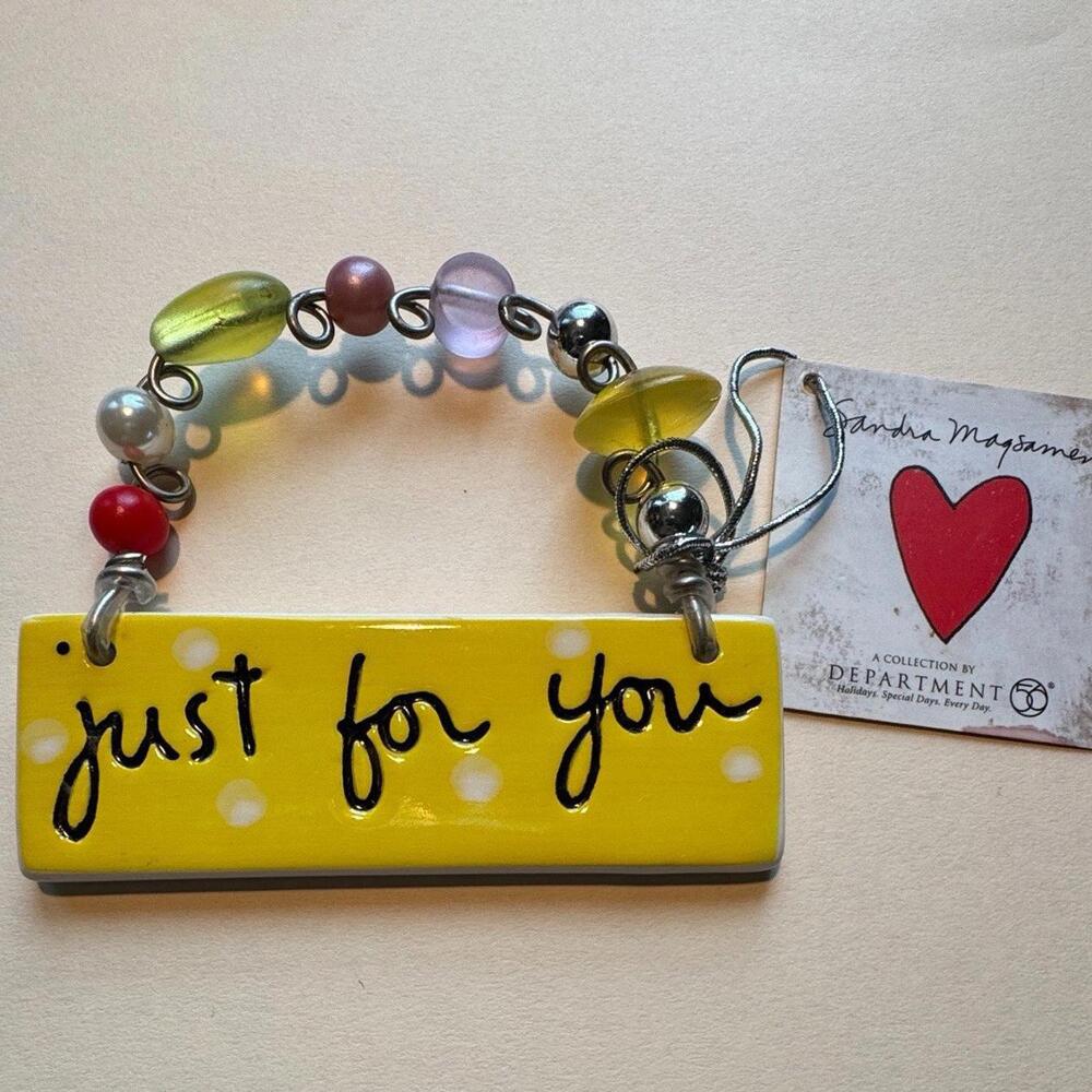 Dept 56 Sandra Magsamen “JUST FOR YOU”  Mini Ceramic Gift Tag NWT